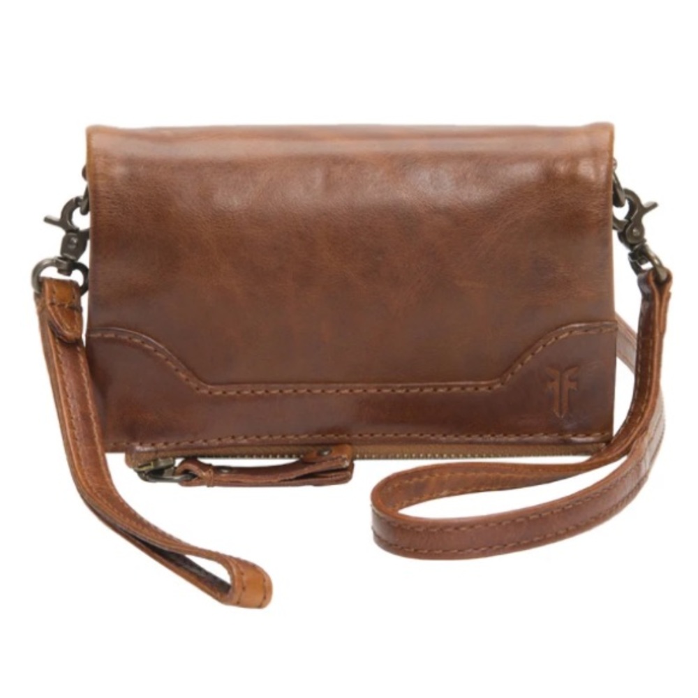 Frye Melissa Stadium Leather Crossbody Bag in Cognac